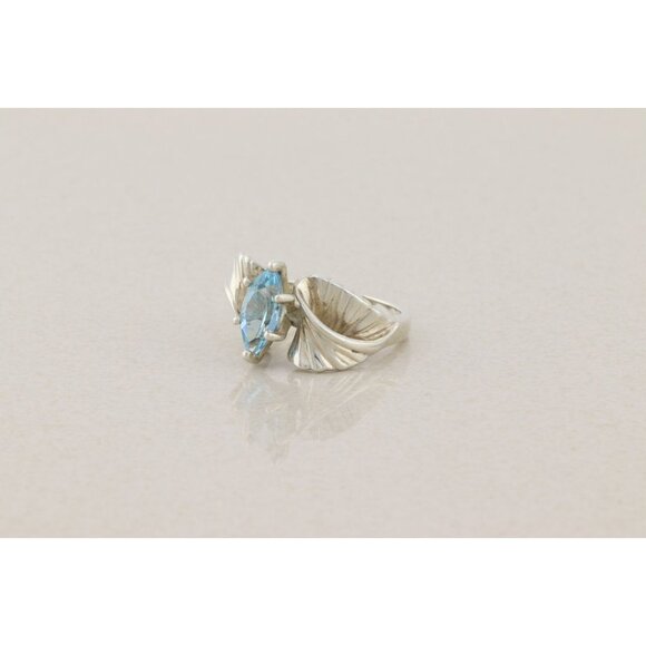 Sterling Silver Natural Blue Topaz Ring Size 8 - Picture 5 of 7